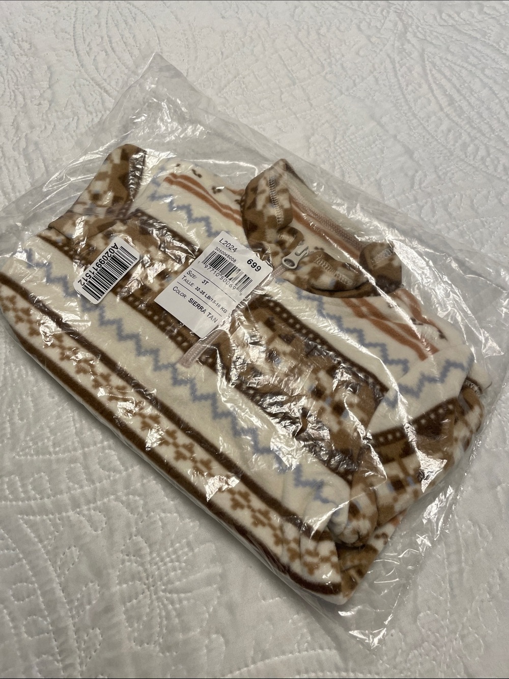 NWT The Children’s Place 3T SIERRA TAN Half Zip Pullover Micro-fleece Fair Isle